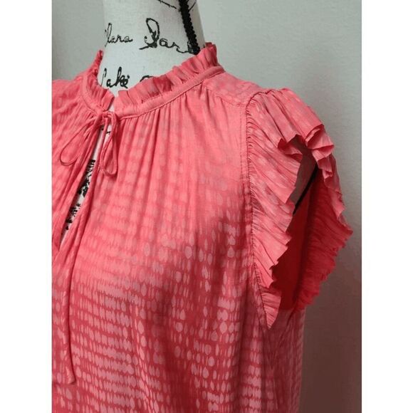 🧡 CURRENT AIR Maude Smocked Tiered Elastic Waist Orange Coral Mini Dress SIZE S - Picture 7 of 15